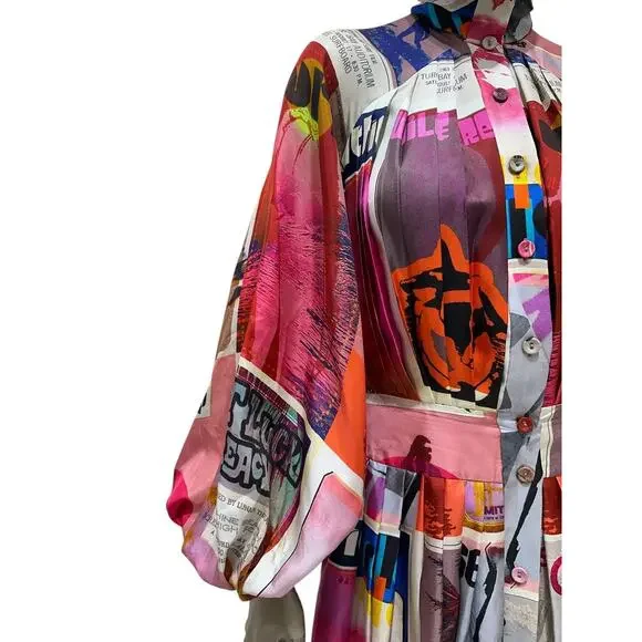 Zimmermann Pink Poster Print Wavelength Mini Dress - Sz 0 - Picture 4 of 6